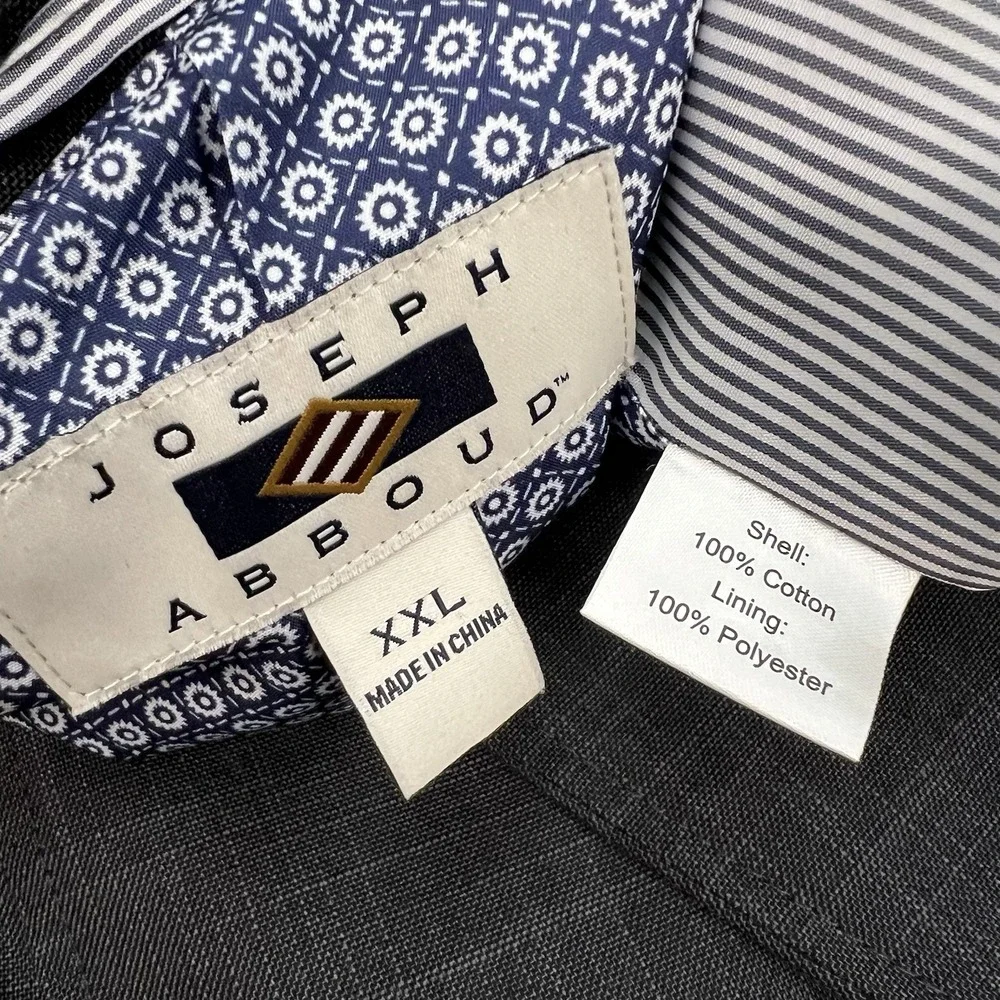 Joseph Abboud Cotton Blazer Jacket Sport‎ Coat Mens XXL (46R) Dark Gray Plaid